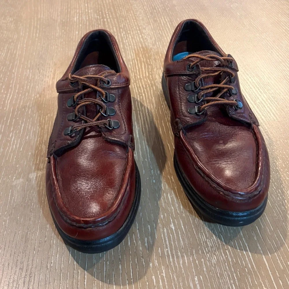 VTG Dexter WalkMocs 10 N Brown Leather Moc Toe Shoes Made in USA Gorpcore P558-2